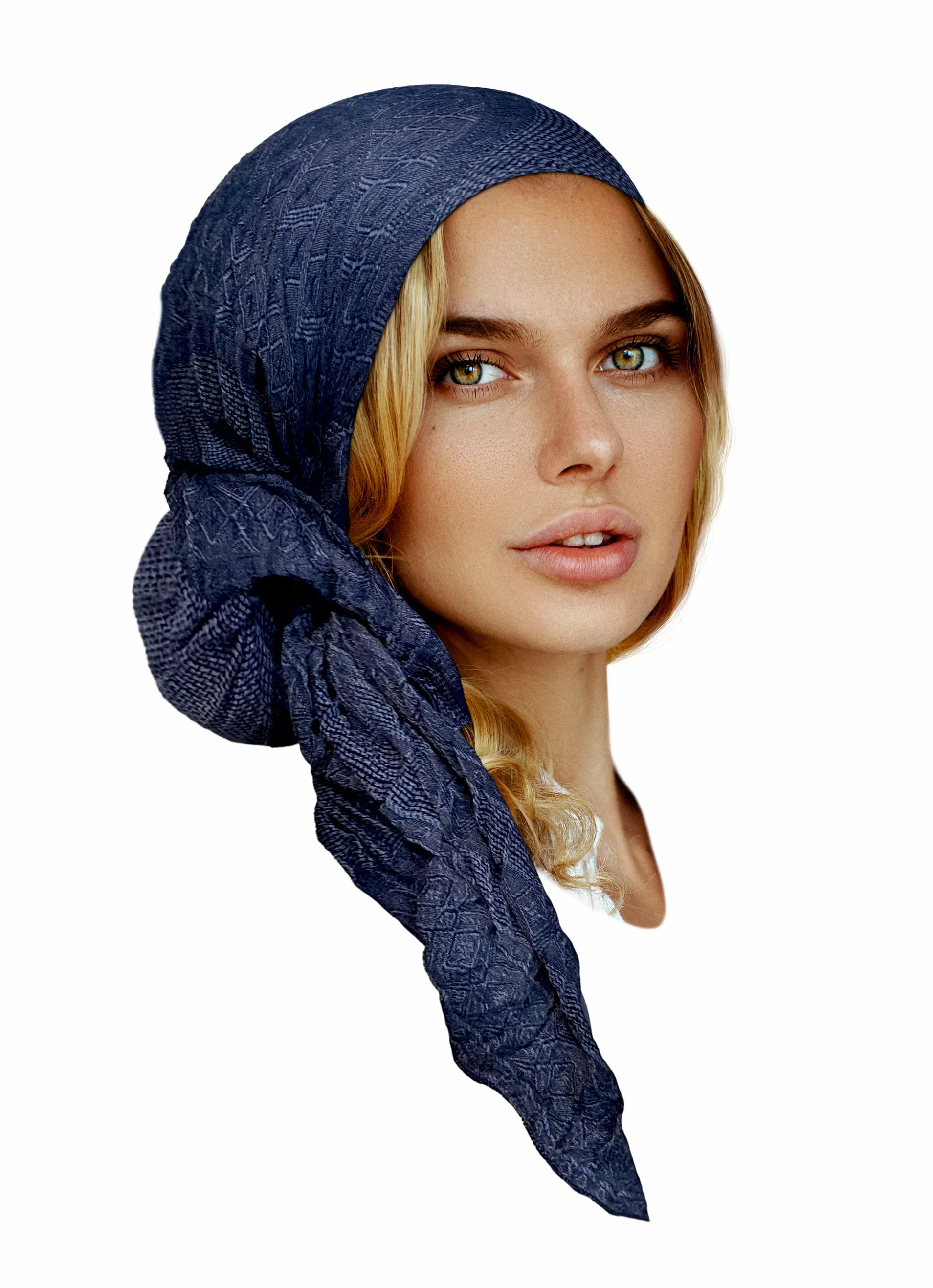 Denim blue headscarf soft cotton