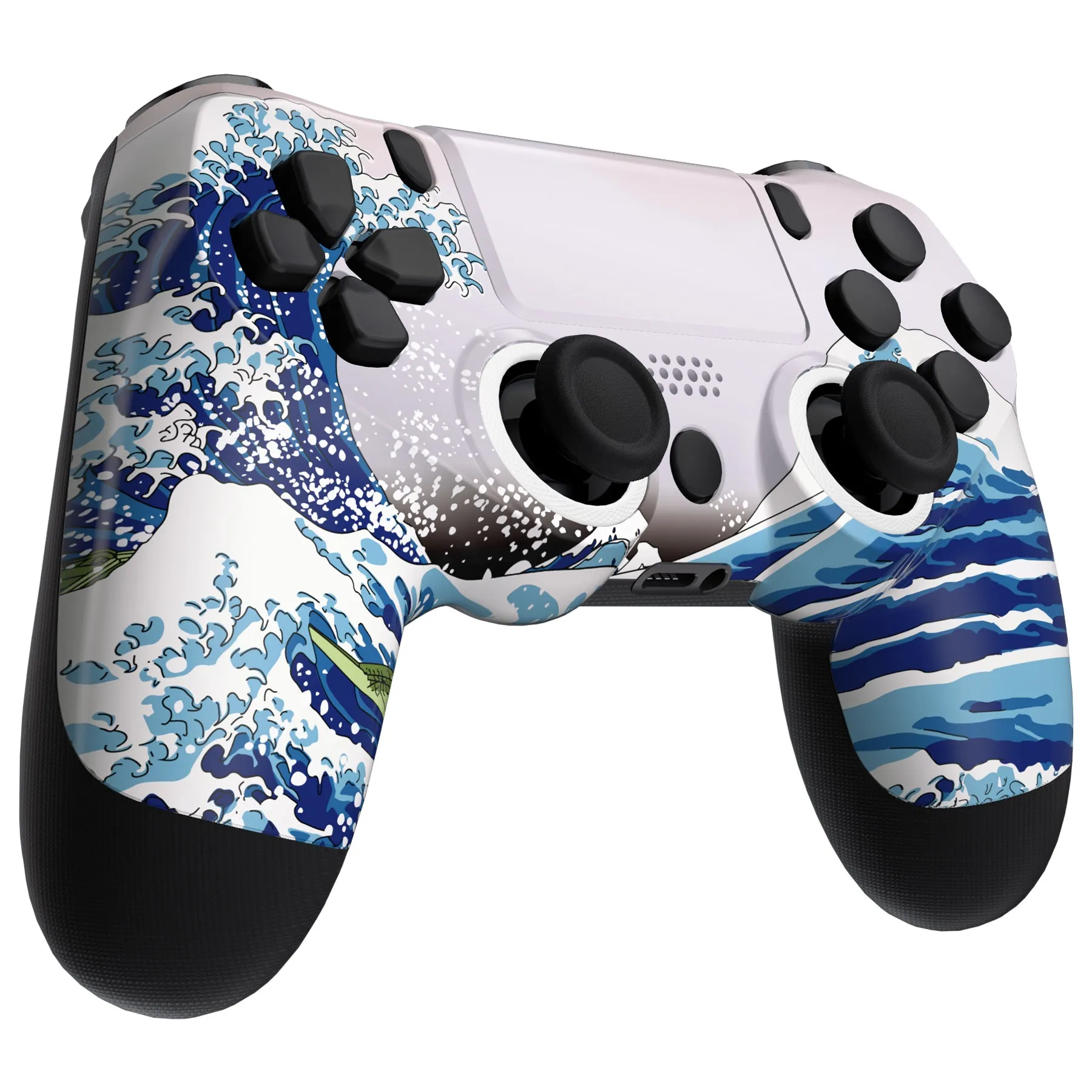 eXtremeRate The Great Wave Replacement Faceplate Touchpad Cover, Redesigned Housing Shell Case Touch Pad Compatible with PS4 Slim Pro Controller JDM-040/050/055 - Controller NOT Included - GHP4T001