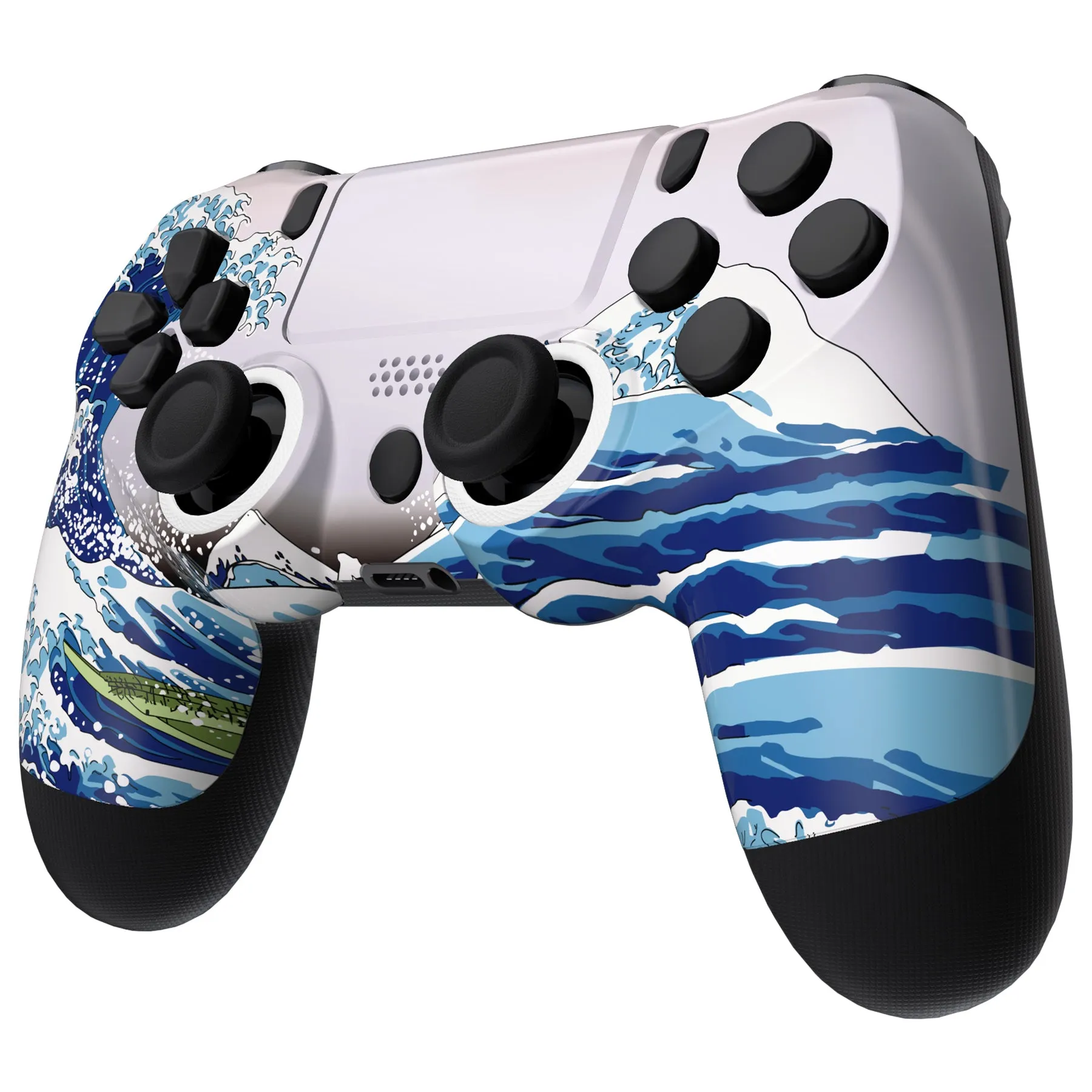 eXtremeRate The Great Wave Replacement Faceplate Touchpad Cover, Redesigned Housing Shell Case Touch Pad Compatible with PS4 Slim Pro Controller JDM-040/050/055 - Controller NOT Included - GHP4T001