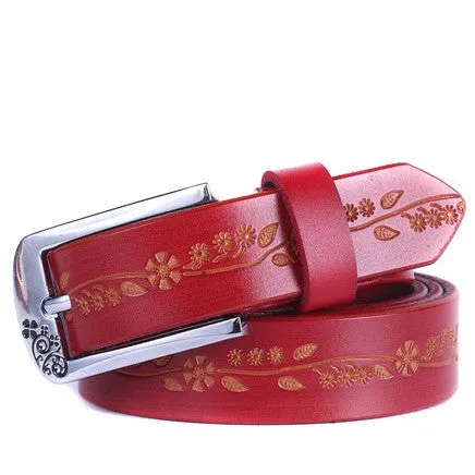 Fashion 100% Genuine Leather Women Belts Metal Pin Buckle Leather Belts For Women