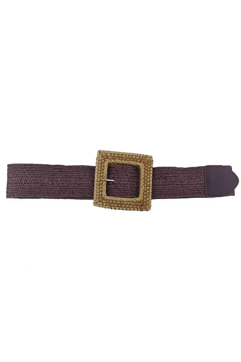 Fashion Square Straw Buckle Belt