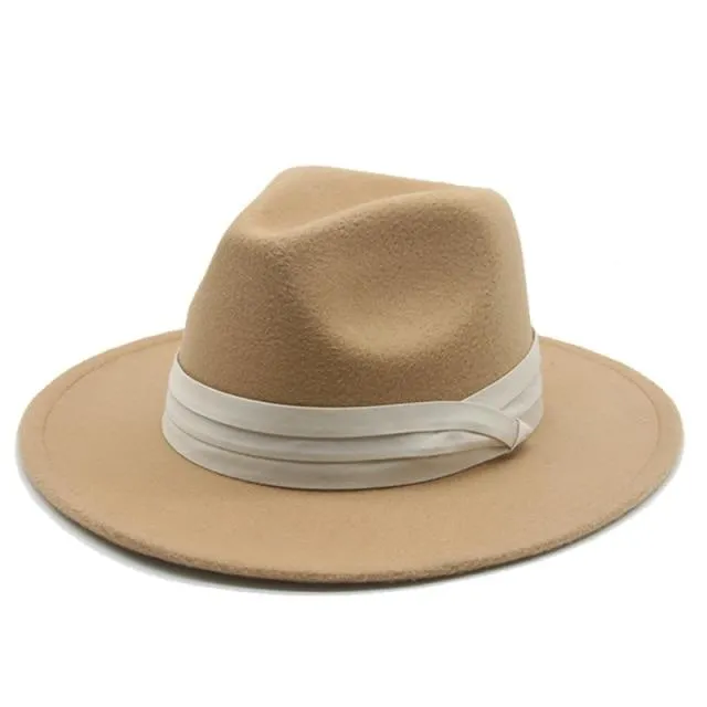 Fedora Hat Women Winter Hats for Women Ribbon Band Hat Wide Brim