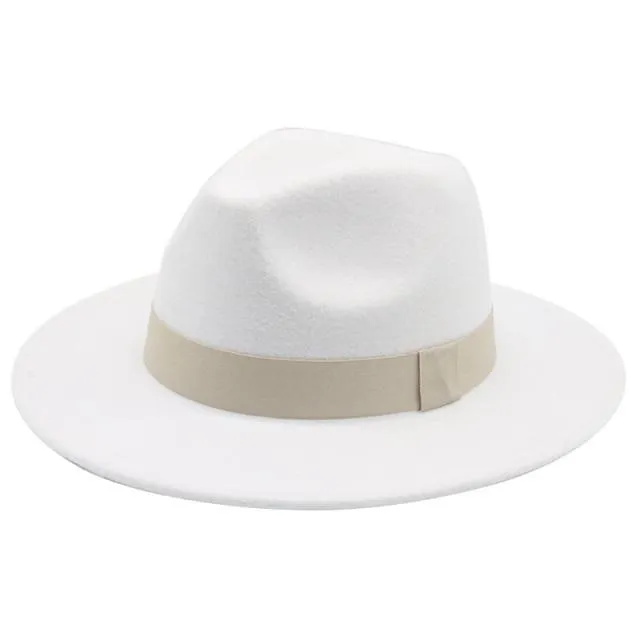 Fedora Hat Women Winter Hats for Women Ribbon Band Hat Wide Brim