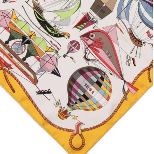 Folies du Ciel Framed Vintage Silk Scarf 20"