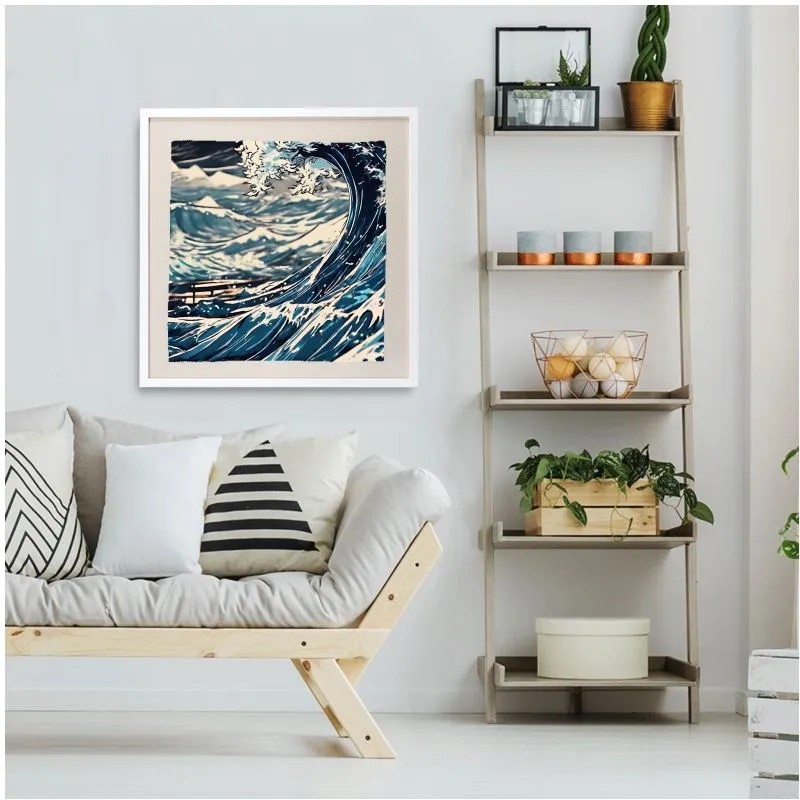 Framed Silk Scarf: Wanu Wave