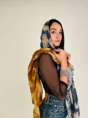 Freedom Shawl -Blue & Ochre