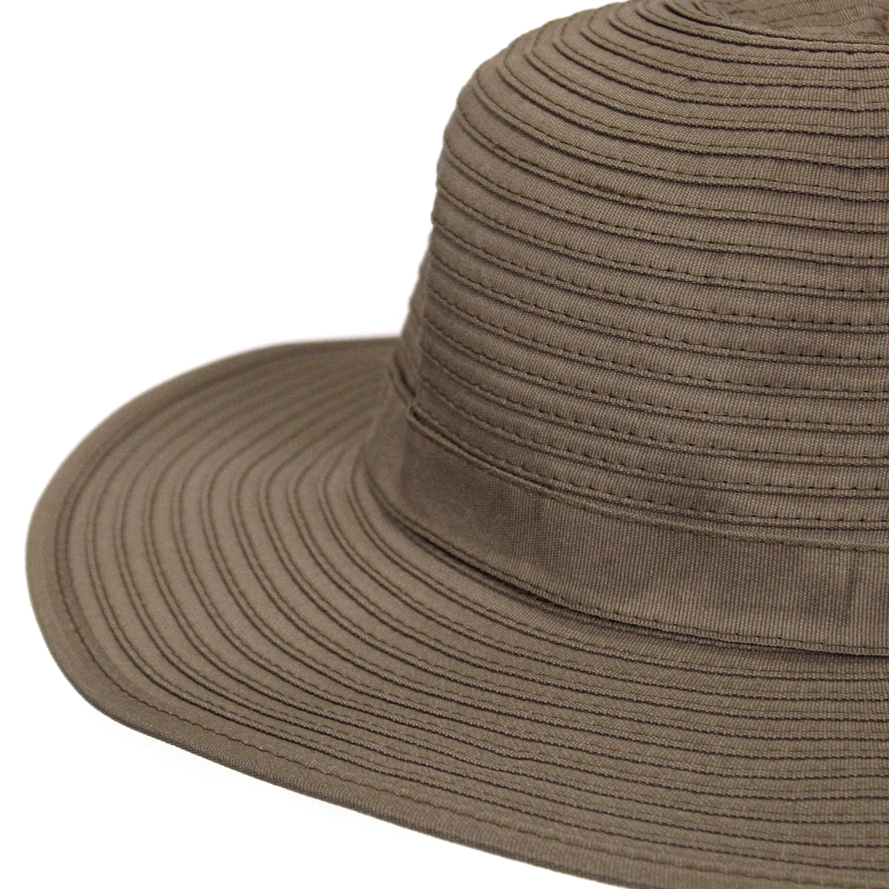 Girls Wide Brim Sun Hat - Brown