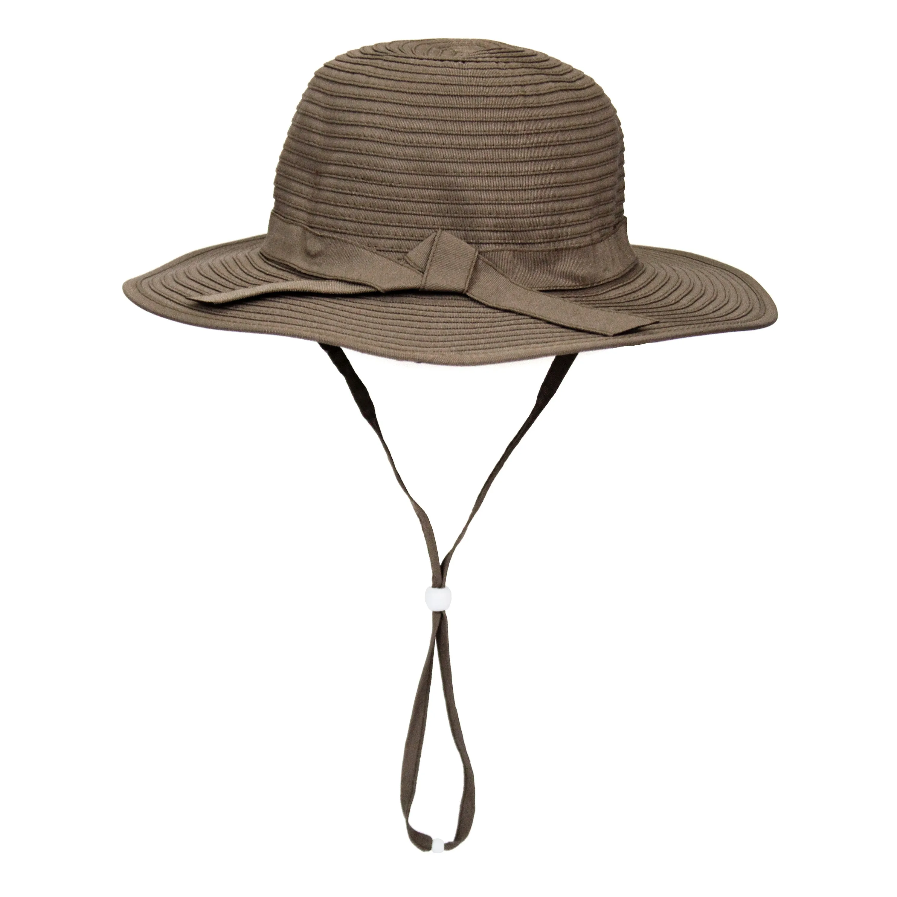 Girls Wide Brim Sun Hat - Brown