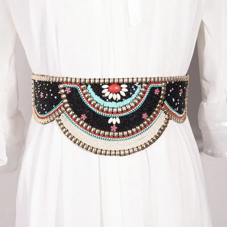 Handmade Bohemian Shell and Beads Wide Belts