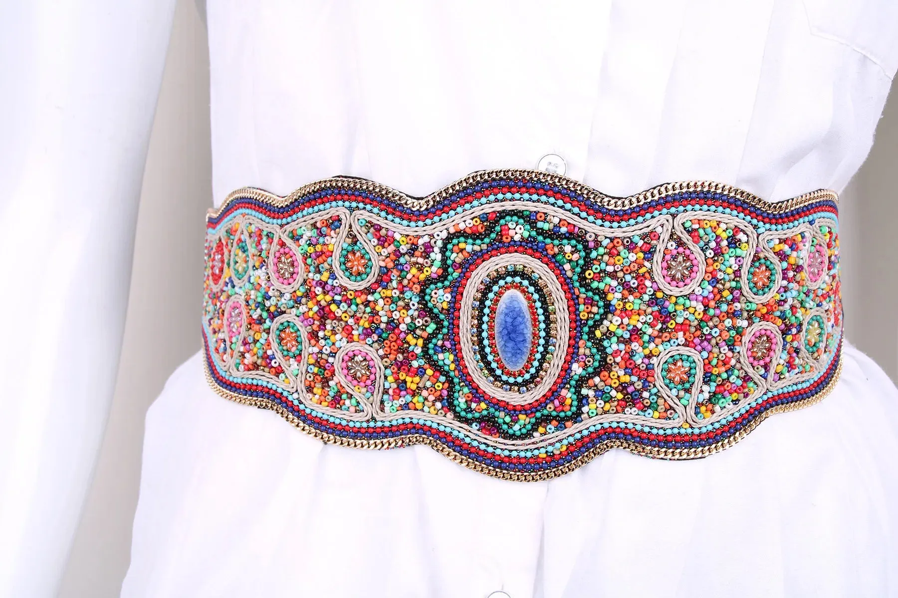 Handmade Bohemian Shell and Beads Wide Belts