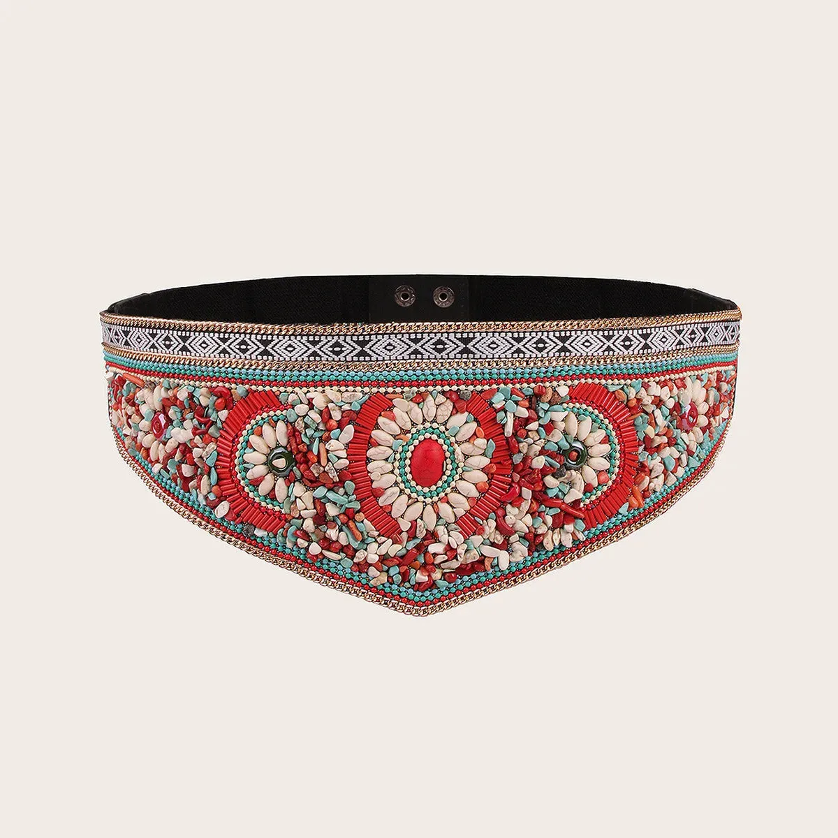 Handmade Bohemian Shell and Beads Wide Belts