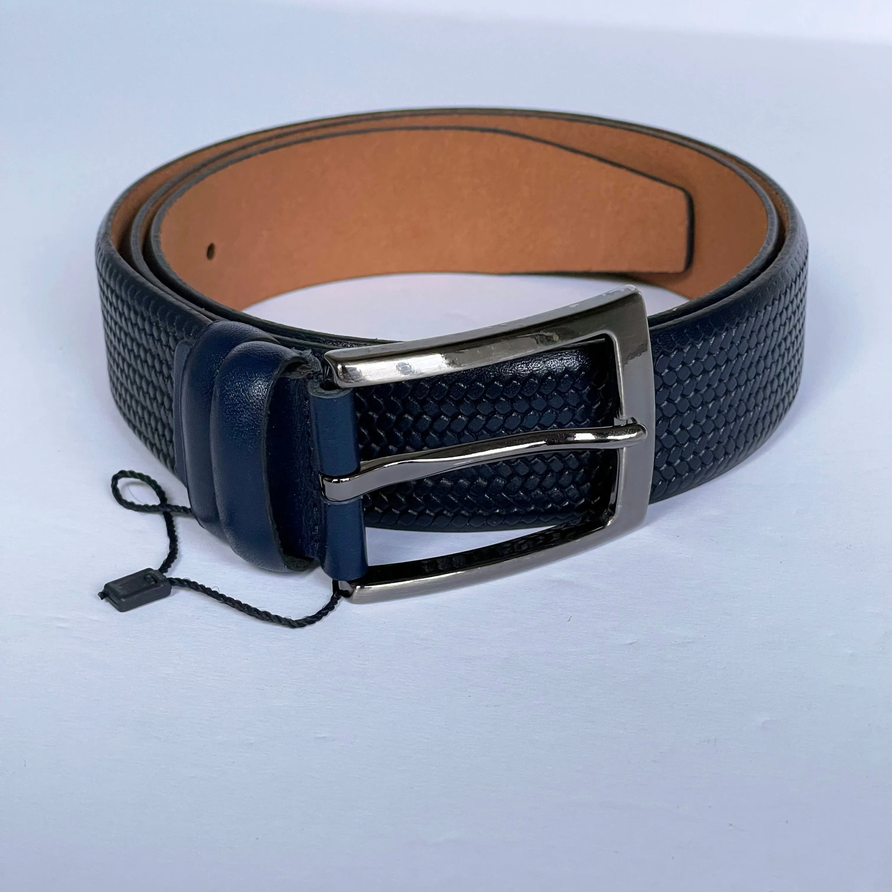 Handmade Genuine Leather Belt - Woven Pattern – The Ultimate Official Gift for Men- Color: Dark Blue