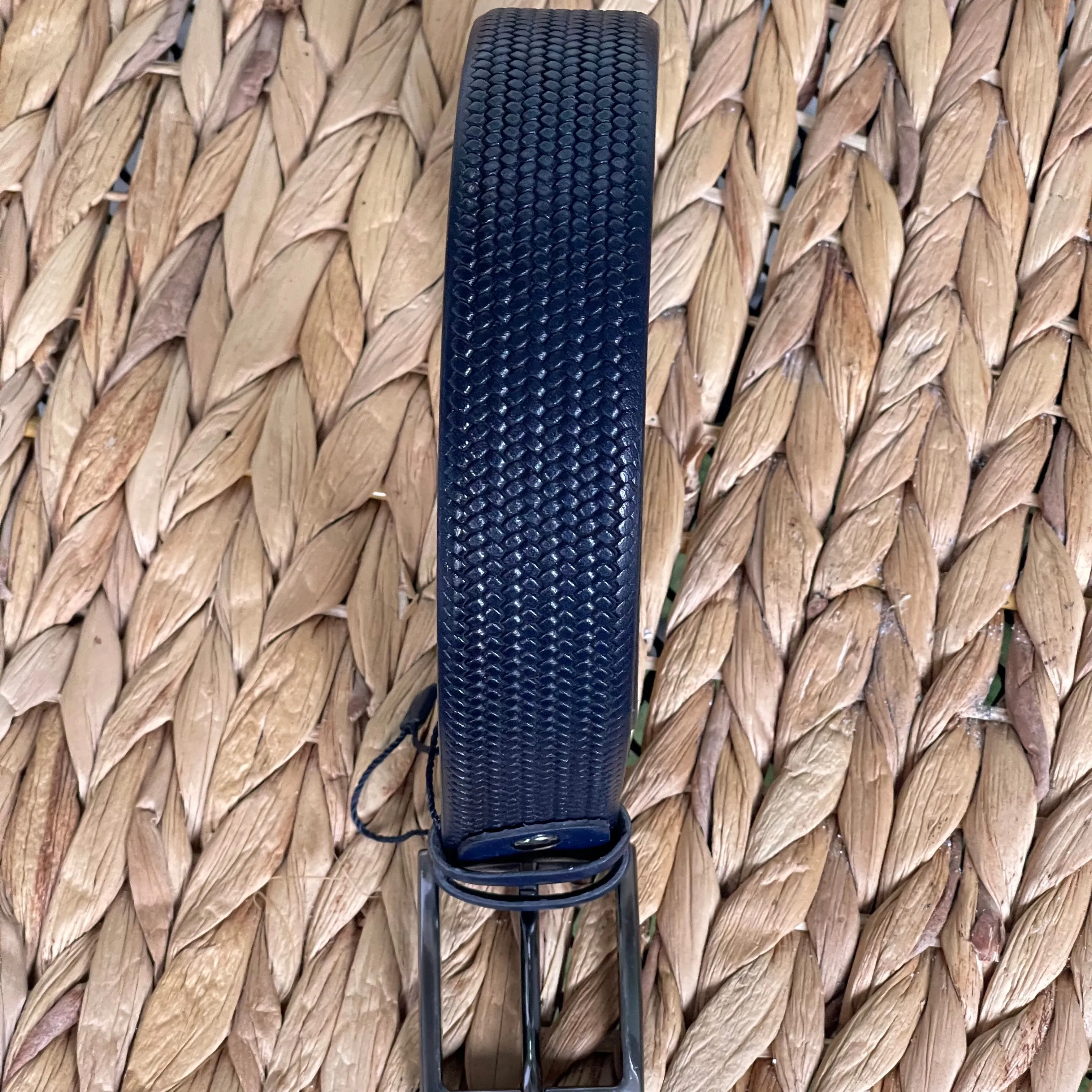 Handmade Genuine Leather Belt - Woven Pattern – The Ultimate Official Gift for Men- Color: Dark Blue