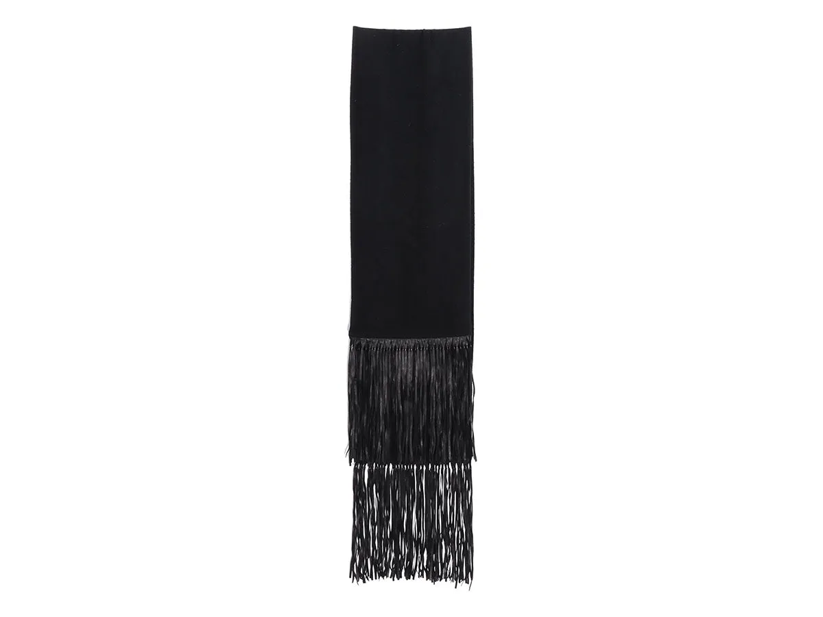 Hermès Black Cashmere and Leather Stole