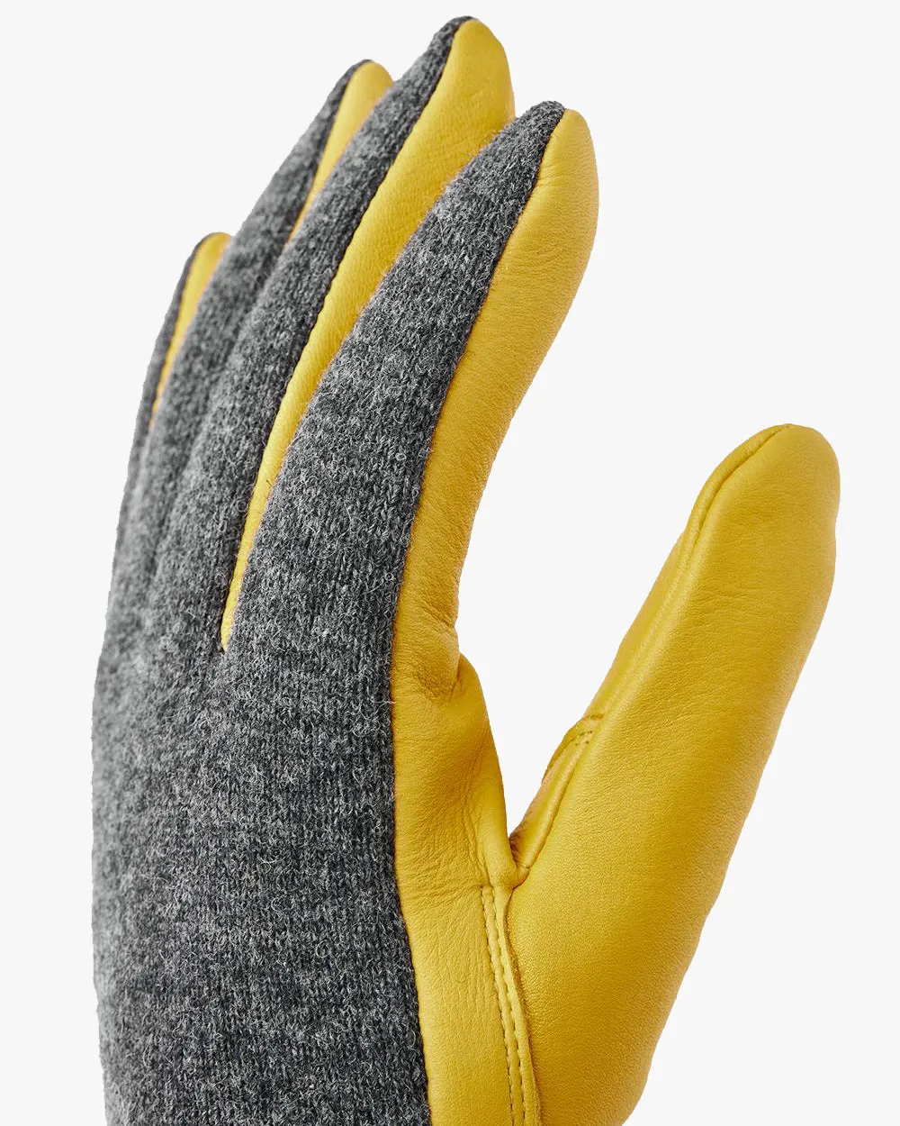 Hestra Deerskin Wool Tricot Gloves - Charcoal / Natural Yellow