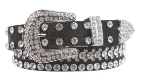 Kids 1 1/16" (27 mm) Western Cowgirl Rhinestone Studded Skinny Belt