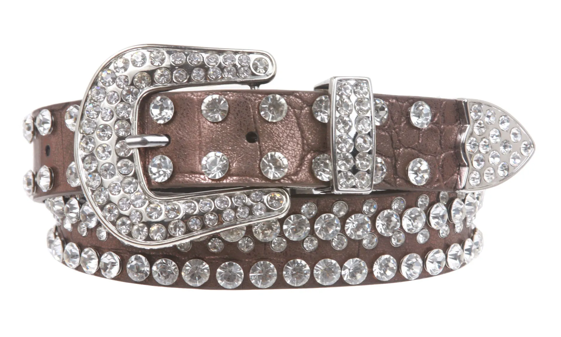 Kids 1 1/16" (27 mm) Western Cowgirl Rhinestone Studded Skinny Belt