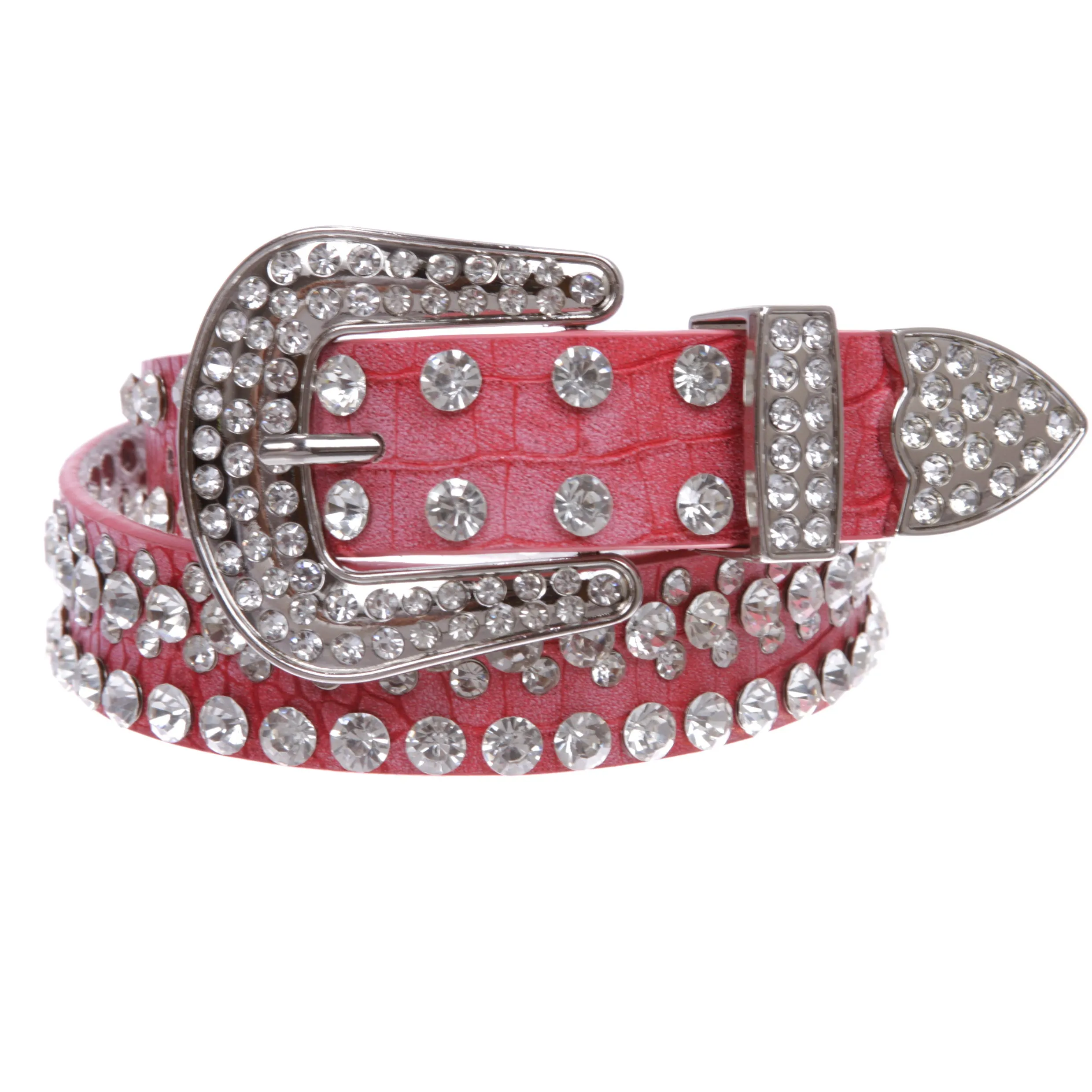 Kids 1 1/16" (27 mm) Western Cowgirl Rhinestone Studded Skinny Belt