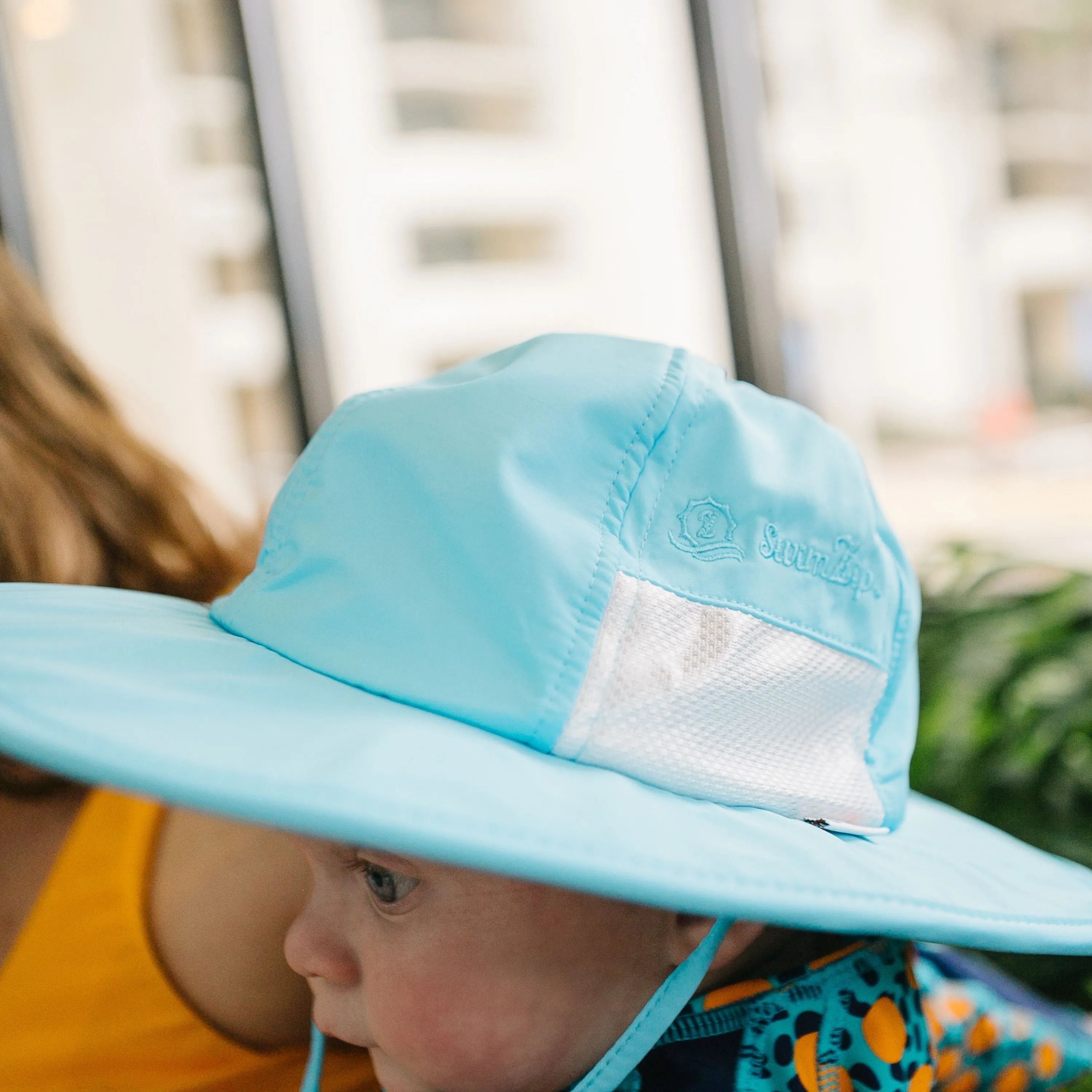 Kids Wide Brim Sun Hat "Fun Sun Day Play Hat" - Aqua