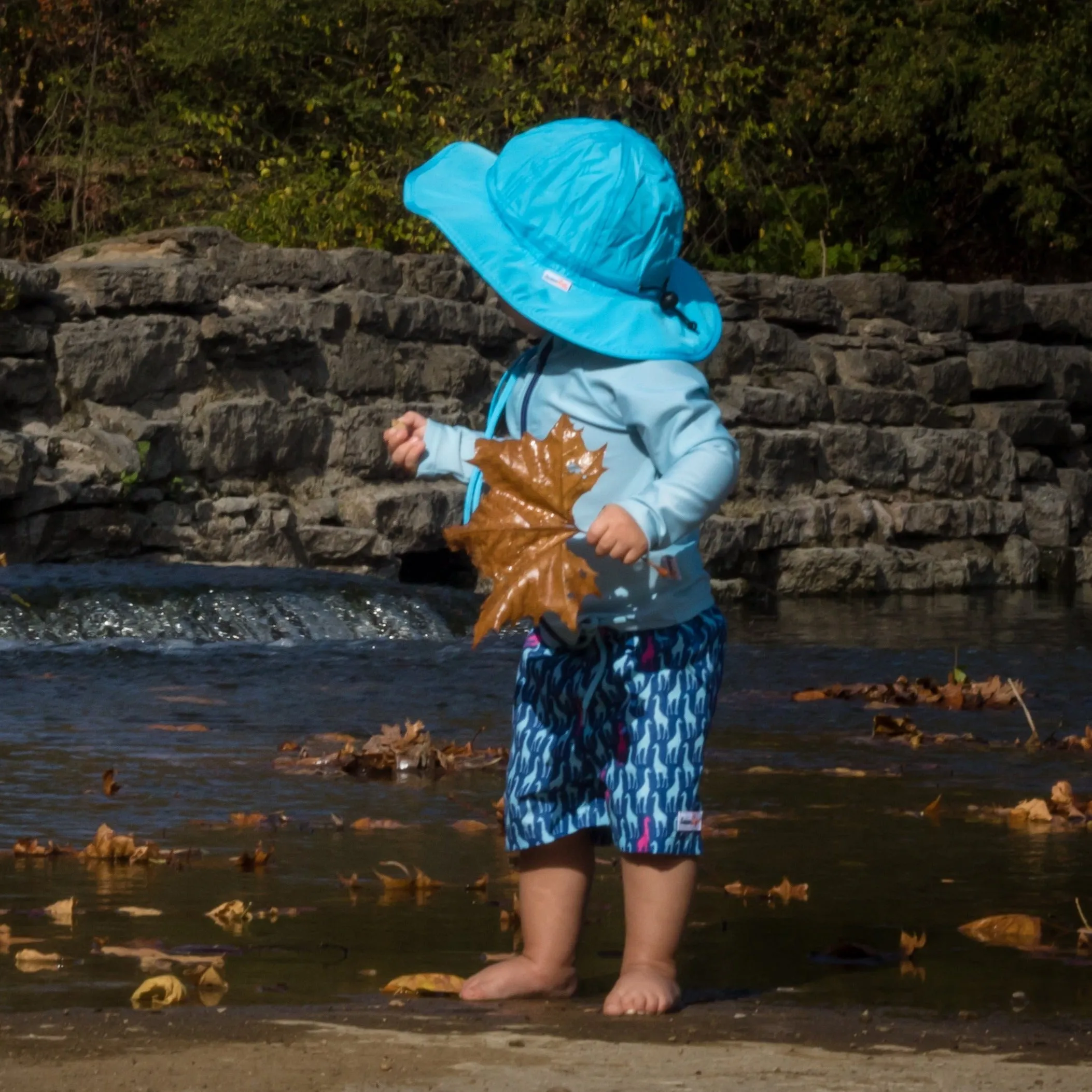 Kids Wide Brim Sun Hat "Fun Sun Day Play Hat" - Aqua