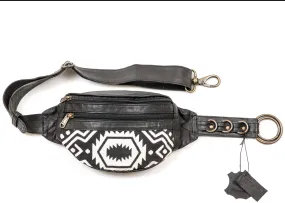 Leather Kilim Bumbag - Black & White