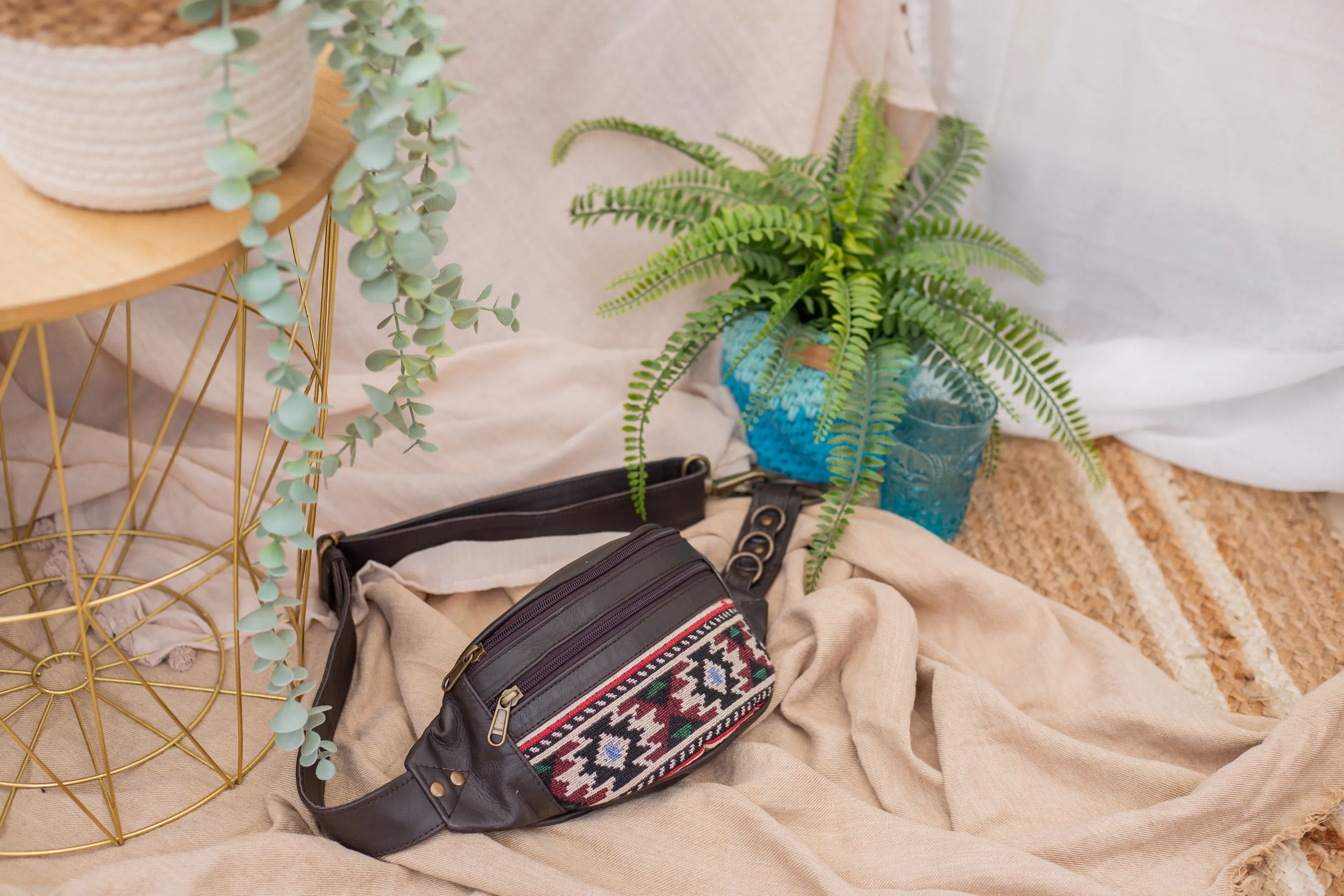 Leather Kilim Bumbag - Bohemian Brown