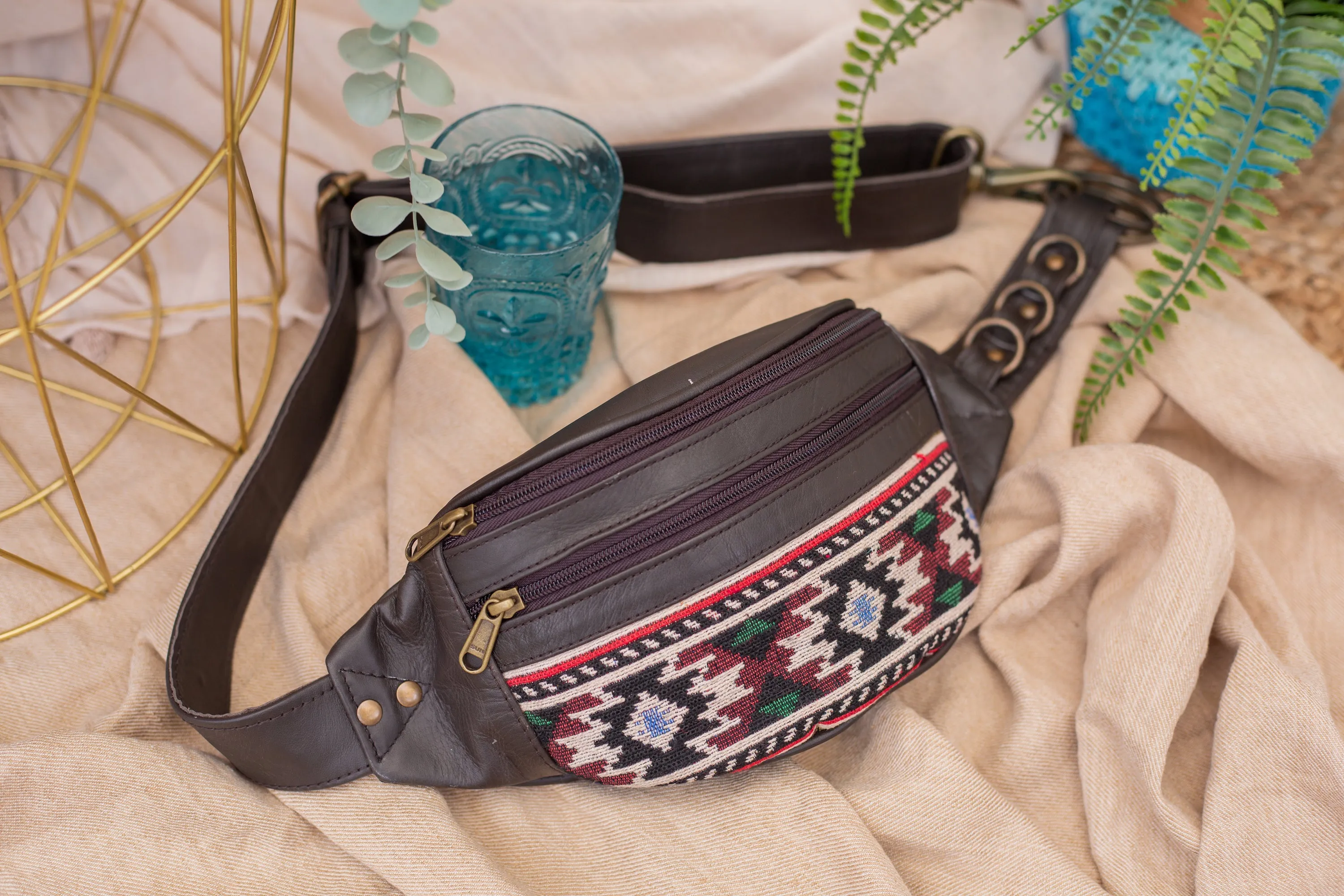 Leather Kilim Bumbag - Bohemian Brown