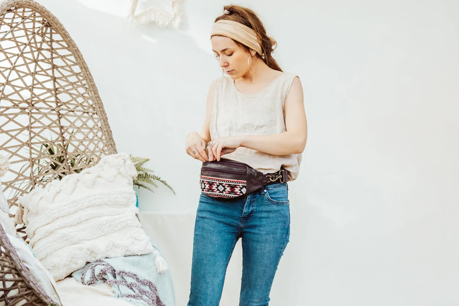 Leather Kilim Bumbag - Bohemian Brown