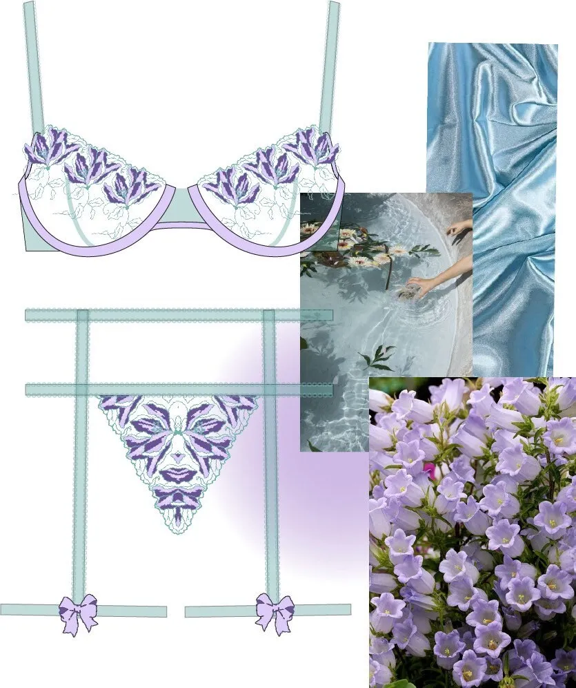 Lilac Floral Lingerie Set