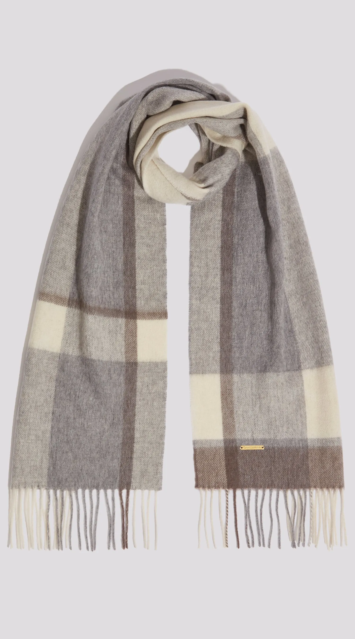 Luxy Lambs Wool Scarf - Grey Check