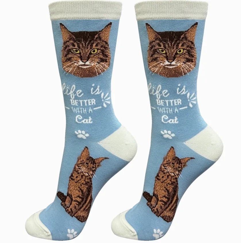 Maine Coon Cat - Life is Better Socks