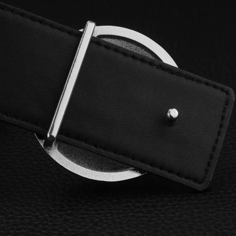 Men's Casual Leather Belt With Round Buckle