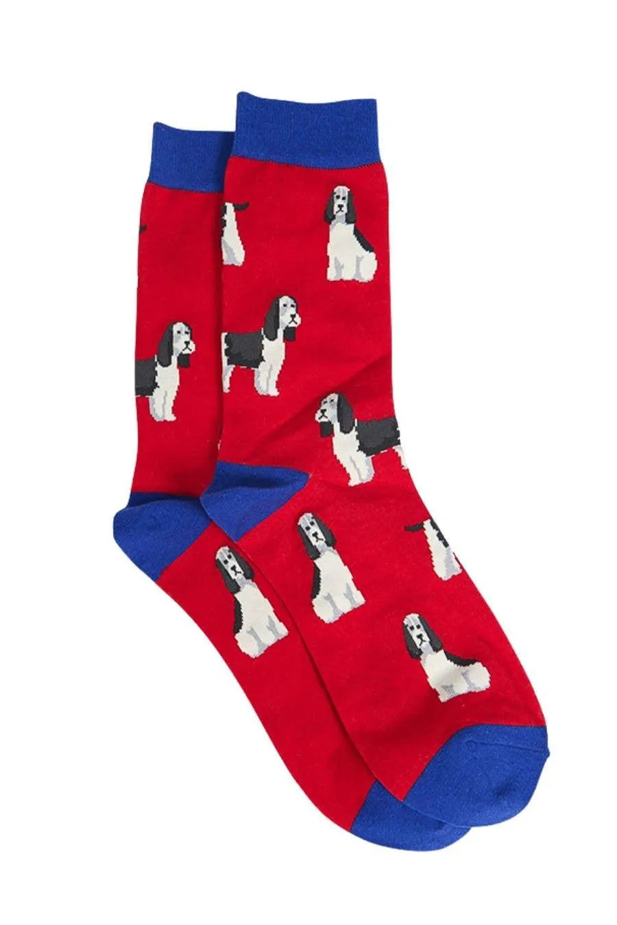 Men's Cocker Spaniel Dog Red and Navy Bamboo Socks