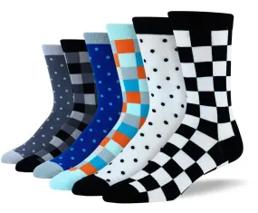 Men's Fun Checkered & Polka Dot Bundle - 6 Pair