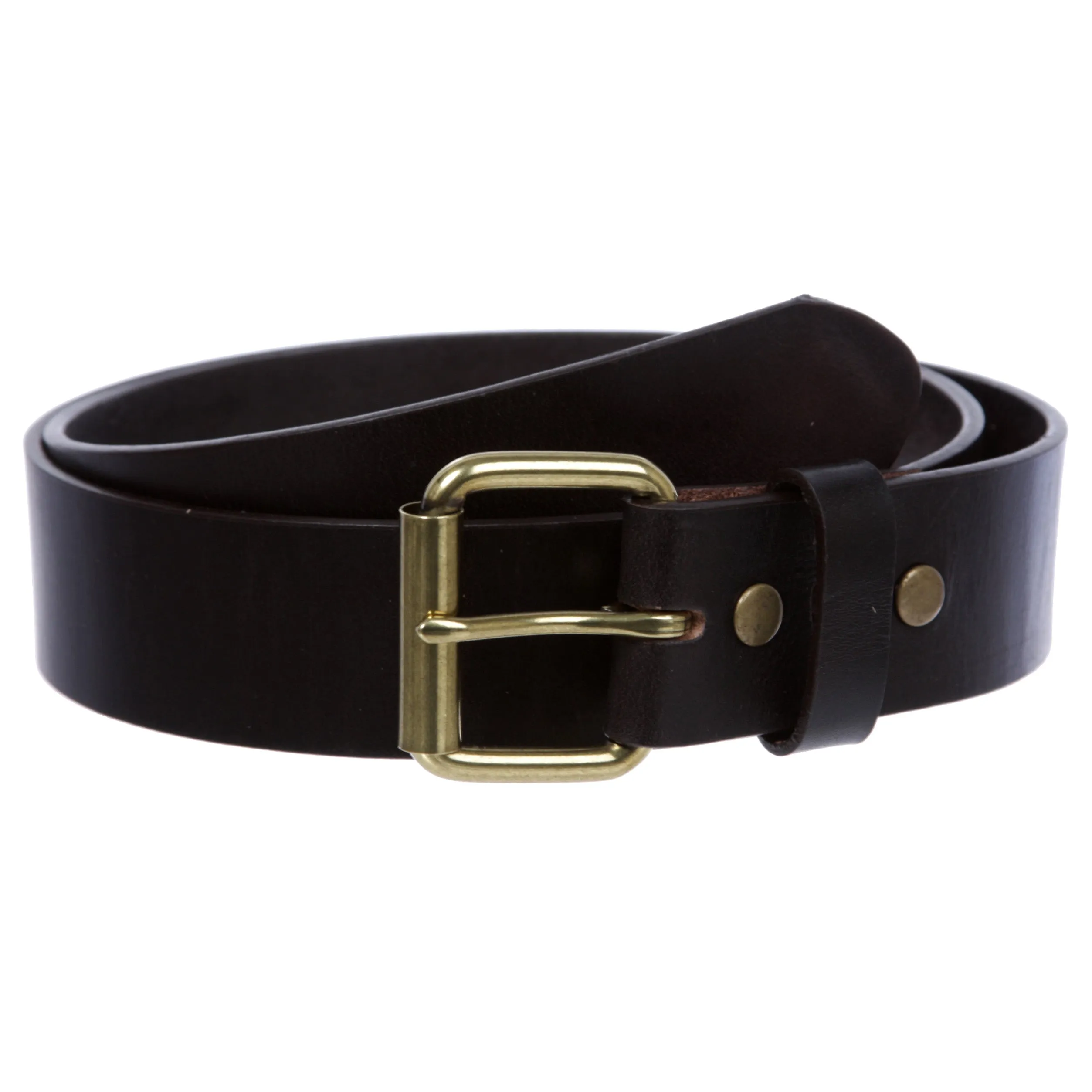 Men's or Women's Classic Roller Buckle Leather Jean Belt