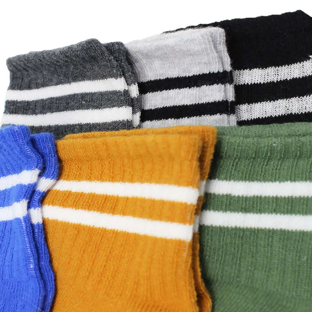 Newborn Unisex Cotton Ankle-Hi Socks with Stripes Assorted 6 Pair Pack