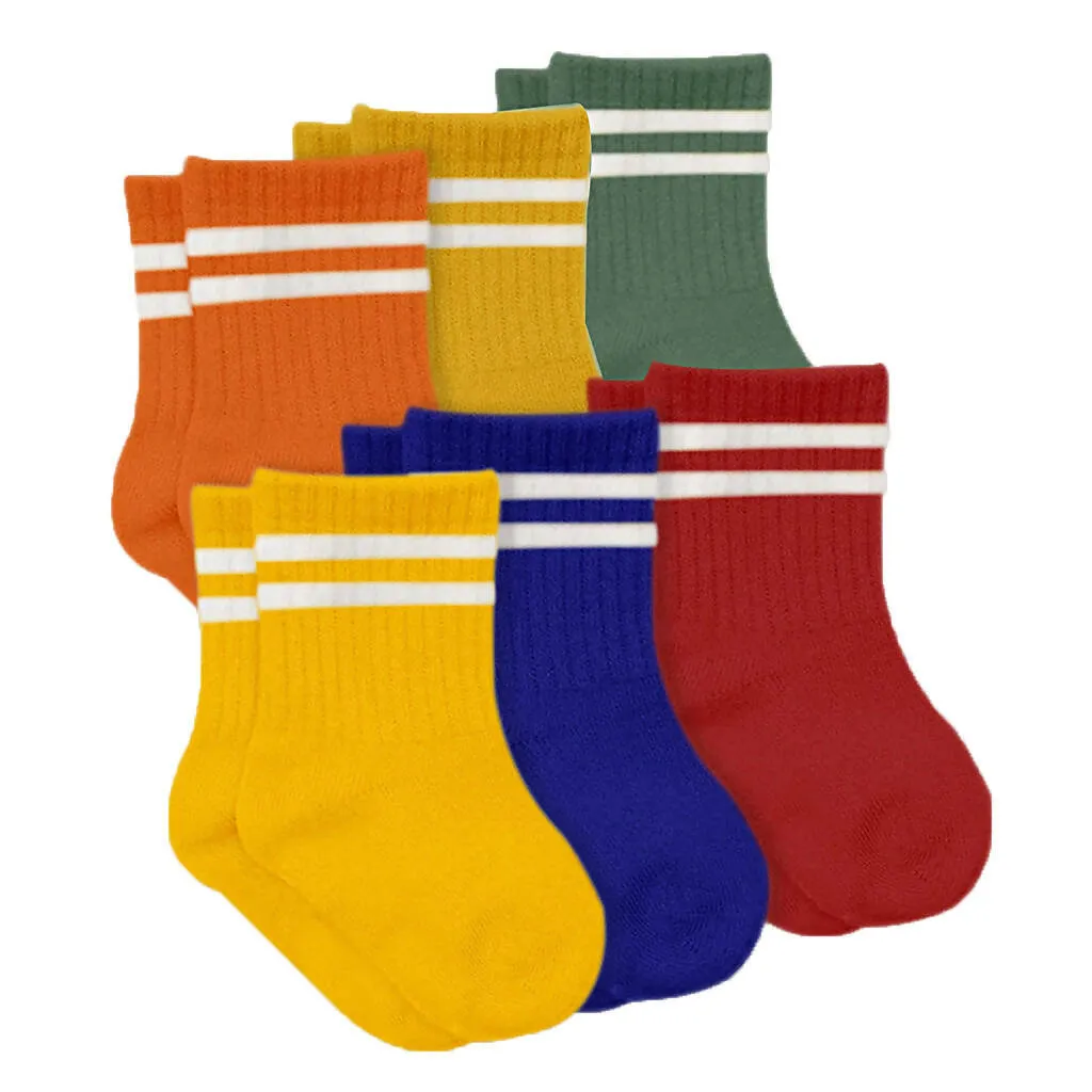 Newborn Unisex Cotton Ankle-Hi Socks with Stripes Assorted 6 Pair Pack