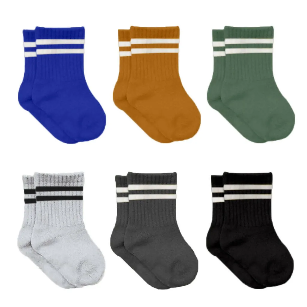 Newborn Unisex Cotton Ankle-Hi Socks with Stripes Assorted 6 Pair Pack