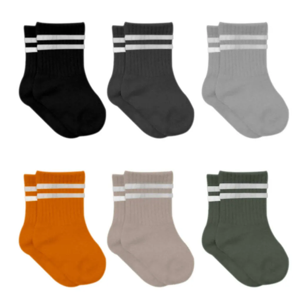 Newborn Unisex Cotton Ankle-Hi Socks with Stripes Assorted 6 Pair Pack