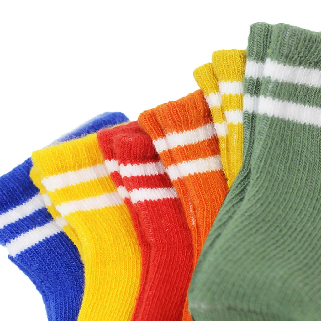 Newborn Unisex Cotton Ankle-Hi Socks with Stripes Assorted 6 Pair Pack