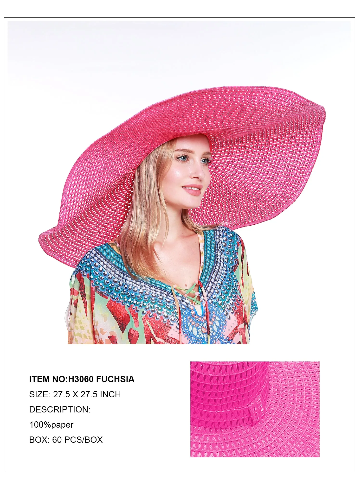 Oversized Wide Brim Hat-Fuchsia