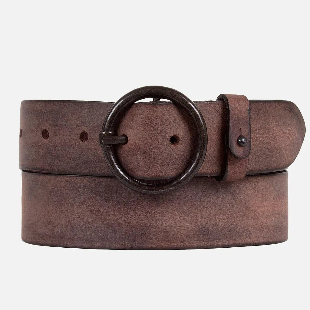 Pip | Vintage Round Buckle Leather Belt