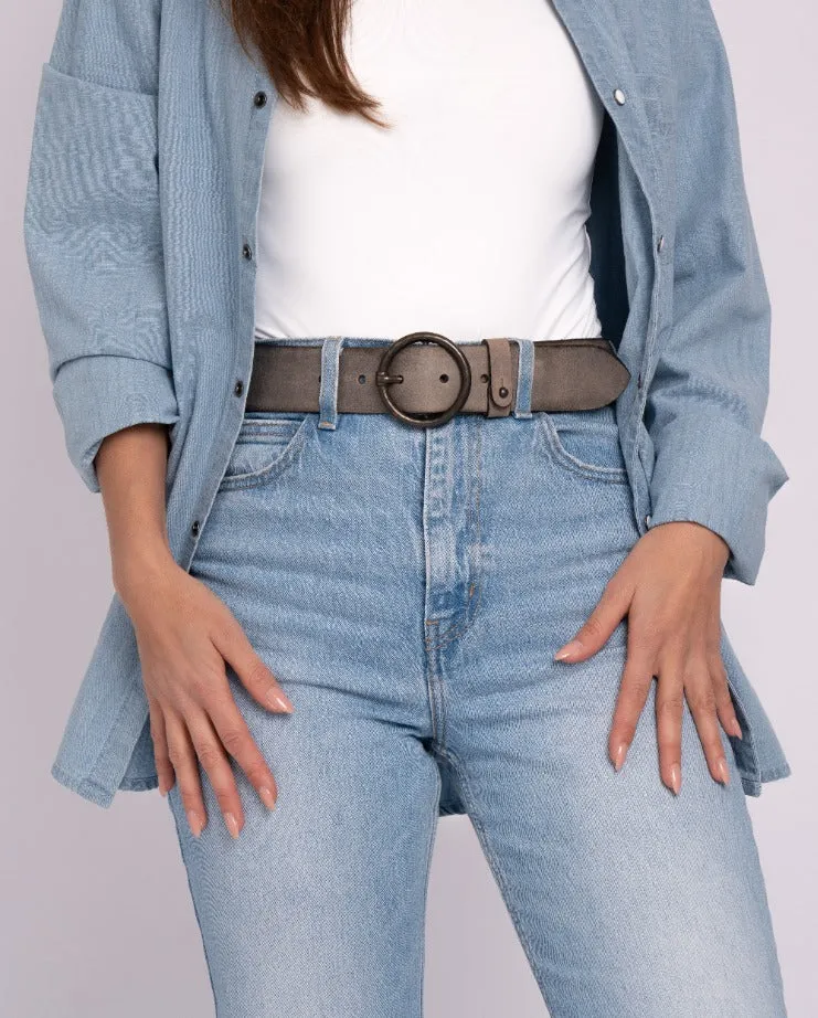 Pip | Vintage Round Buckle Leather Belt