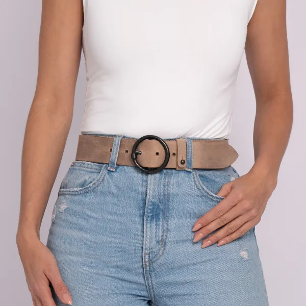 Pip | Vintage Round Buckle Leather Belt