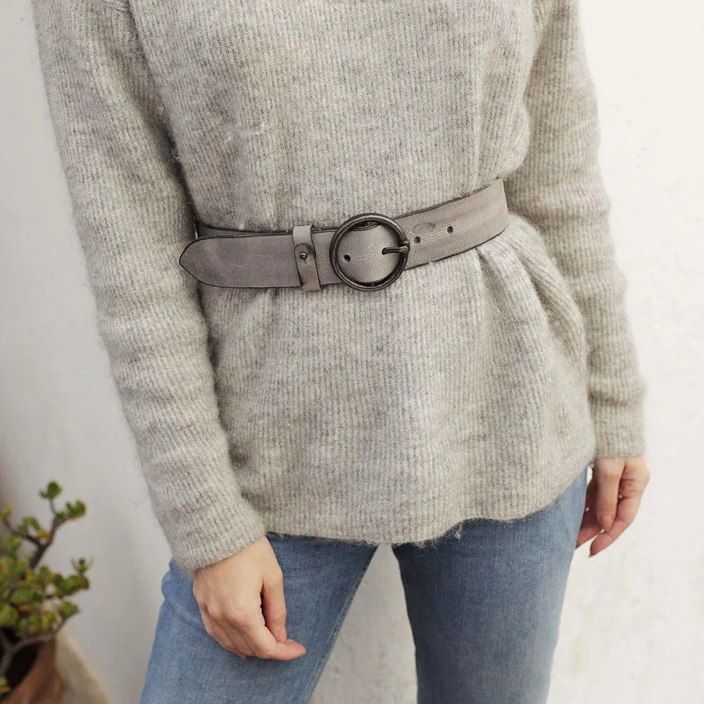 Pip | Vintage Round Buckle Leather Belt