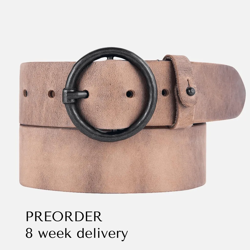 Pip | Vintage Round Buckle Leather Belt