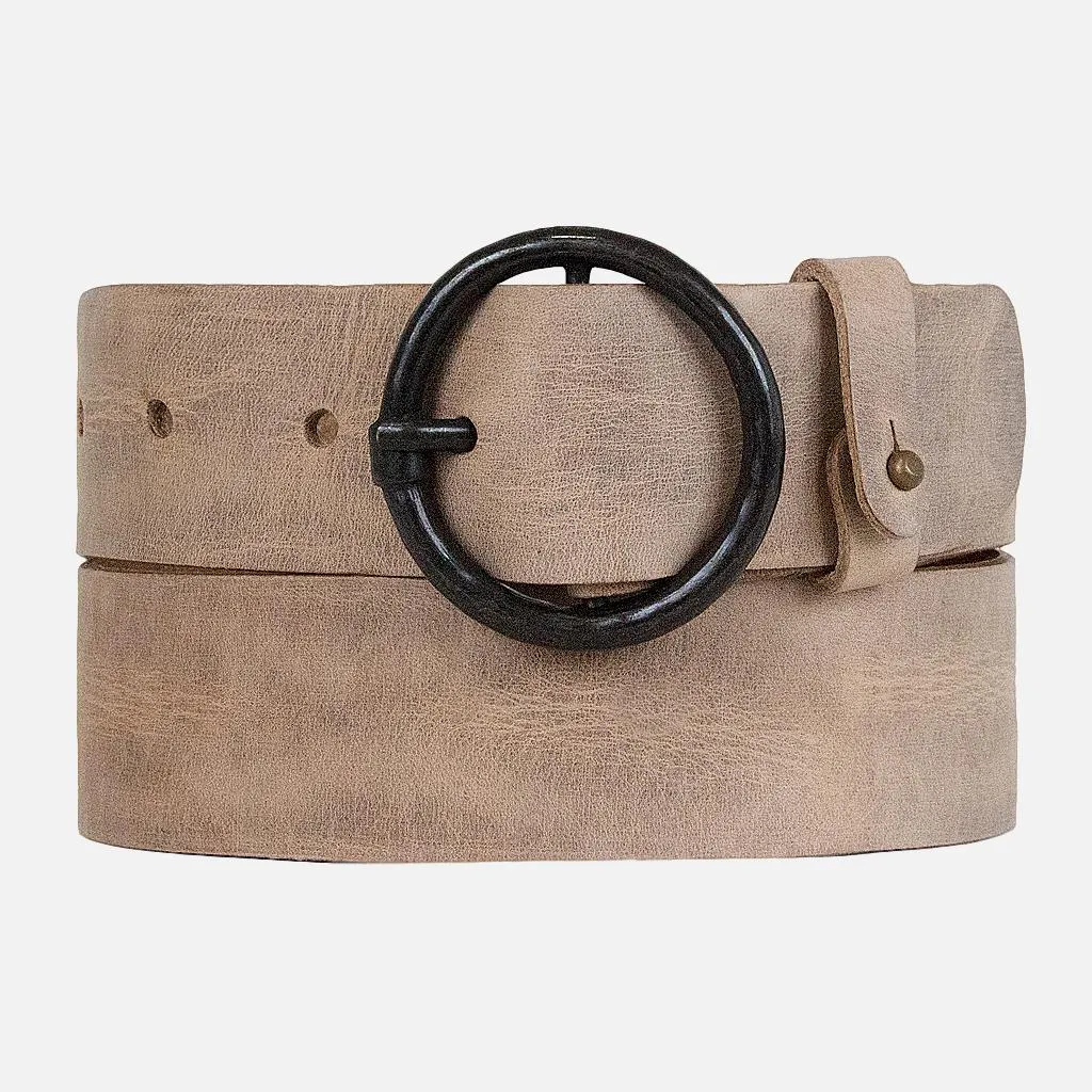 Pip | Vintage Round Buckle Leather Belt