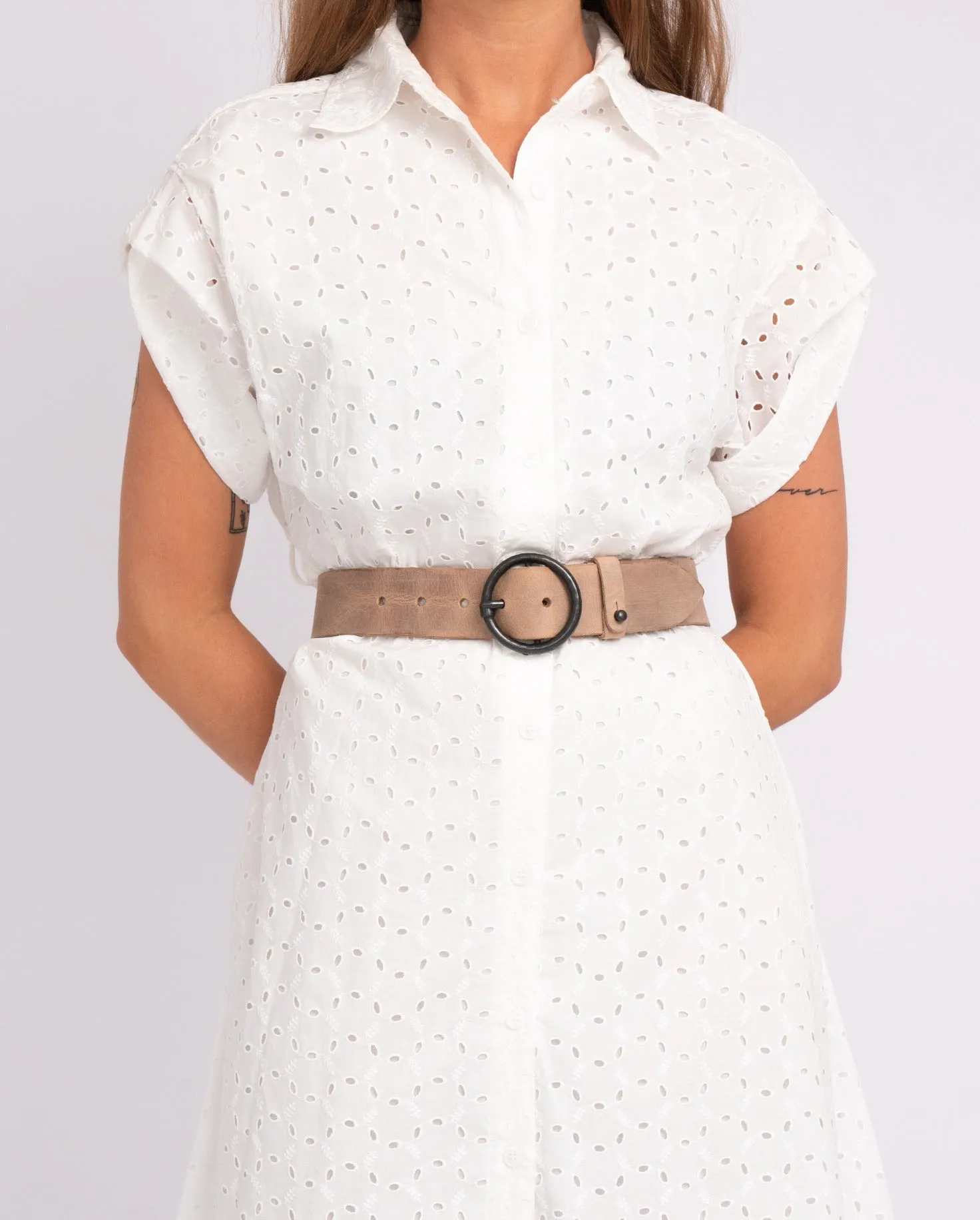 Pip | Vintage Round Buckle Leather Belt