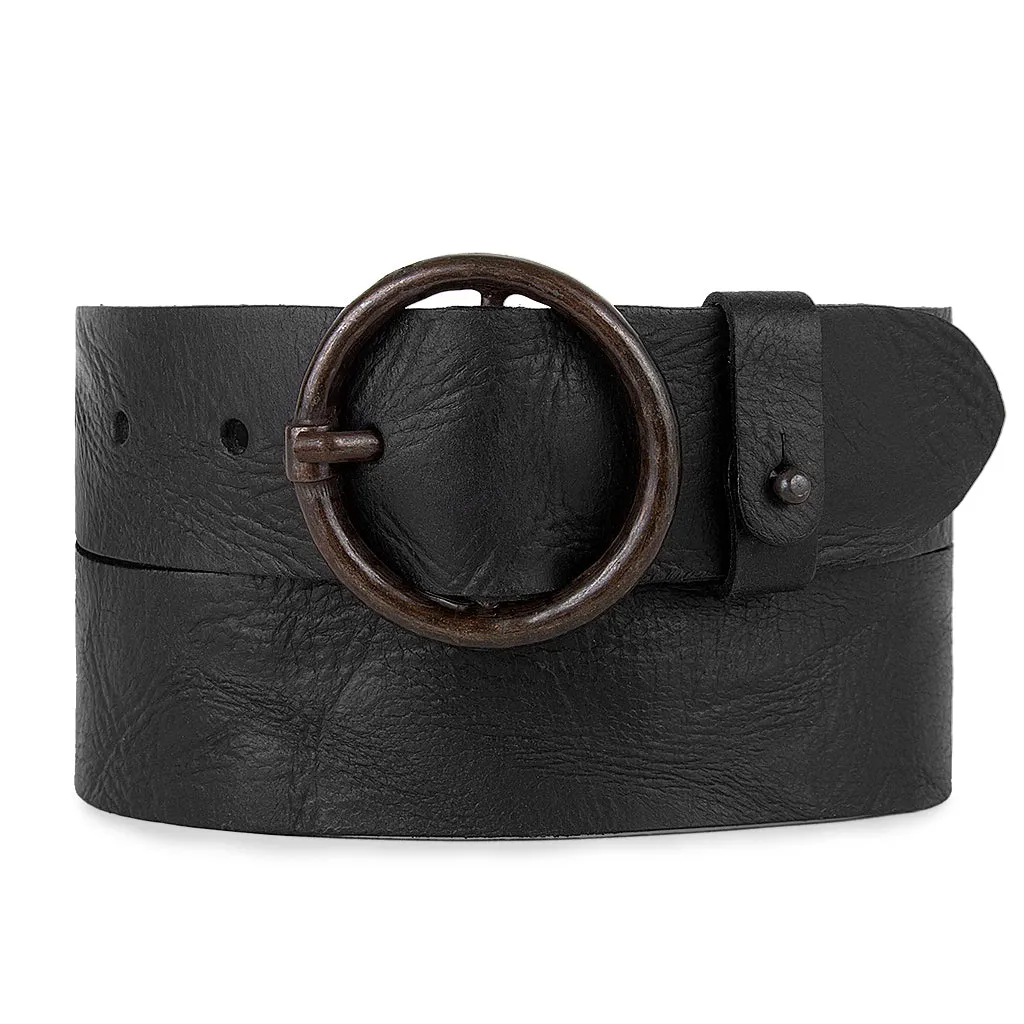 Pip | Vintage Round Buckle Leather Belt