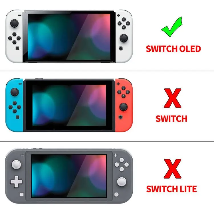 PlayVital AlterGrips Protective Slim Case for Nintendo Switch OLED, Ergonomic Grip Cover for Joycon, Dockable Hard Shell for Switch OLED with Thumb Grip Caps & Button Caps - SFC SNES Classic EU Style - JSOYY7001